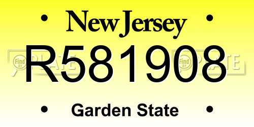 R581908 New Jersey License Plate