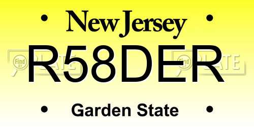 R58DER New Jersey License Plate