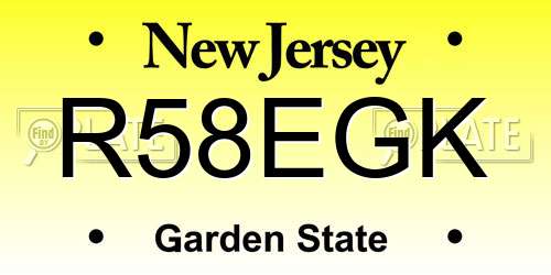 R58EGK New Jersey License Plate