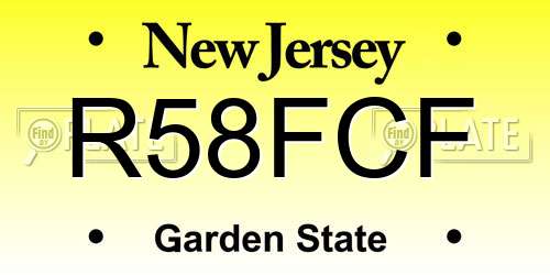 R58FCF New Jersey License Plate