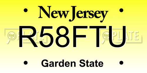 R58FTU New Jersey License Plate