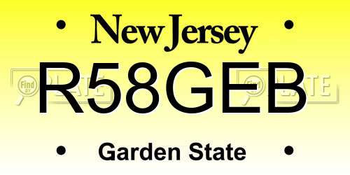 R58GEB New Jersey License Plate