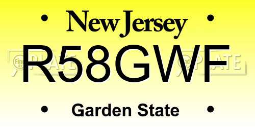 R58GWF New Jersey License Plate