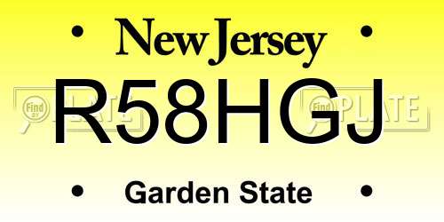 R58HGJ New Jersey License Plate