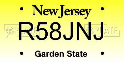 R58JNJ New Jersey License Plate
