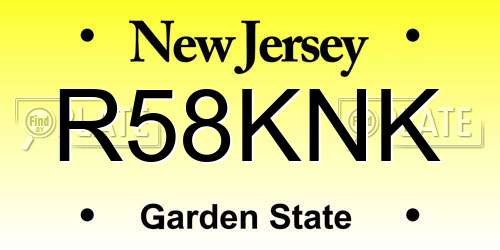 R58KNK New Jersey License Plate