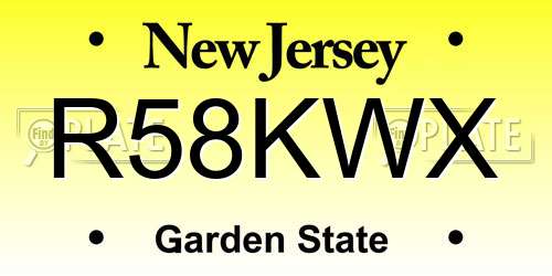 R58KWX New Jersey License Plate