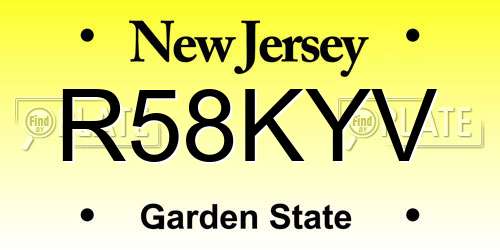 R58KYV New Jersey License Plate