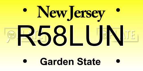 R58LUN New Jersey License Plate