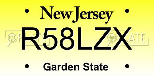 R58LZX New Jersey License Plate