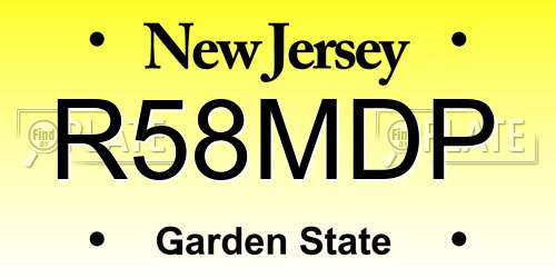 R58MDP New Jersey License Plate