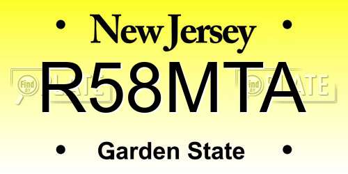 R58MTA New Jersey License Plate