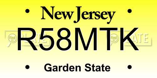 R58MTK New Jersey License Plate