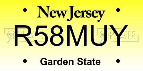 R58MUY New Jersey License Plate