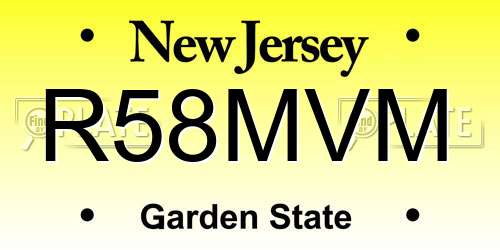 R58MVM New Jersey License Plate