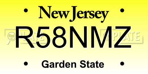 R58NMZ New Jersey License Plate