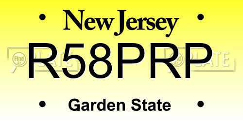 R58PRP New Jersey License Plate