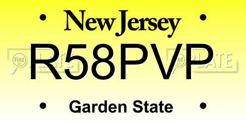 R58PVP New Jersey License Plate