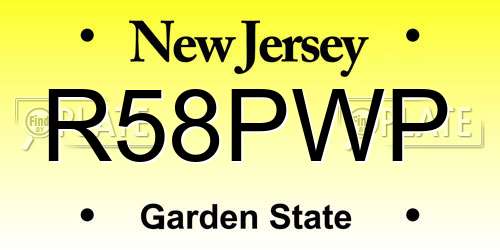R58PWP New Jersey License Plate