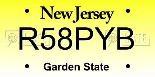 R58PYB New Jersey License Plate