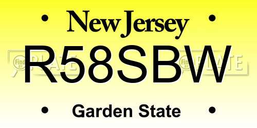 R58SBW New Jersey License Plate