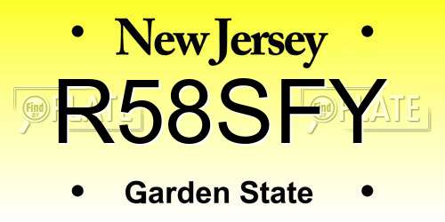 R58SFY New Jersey License Plate