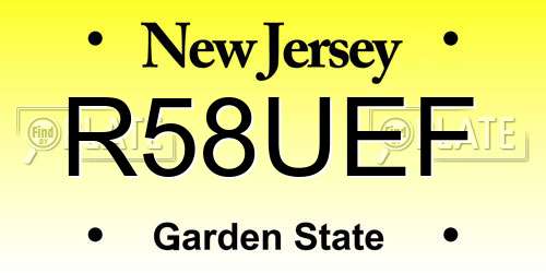 R58UEF New Jersey License Plate
