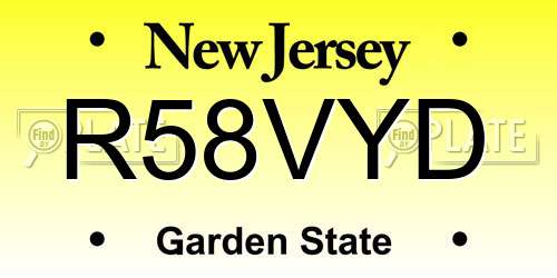 R58VYD New Jersey License Plate