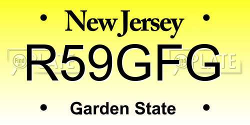R59GFG New Jersey License Plate