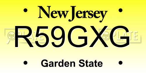 R59GXG New Jersey License Plate