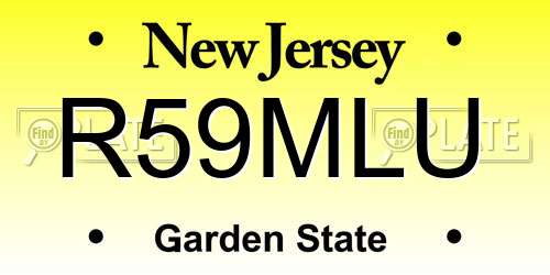 R59MLU New Jersey License Plate