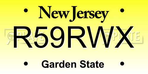 R59RWX New Jersey License Plate