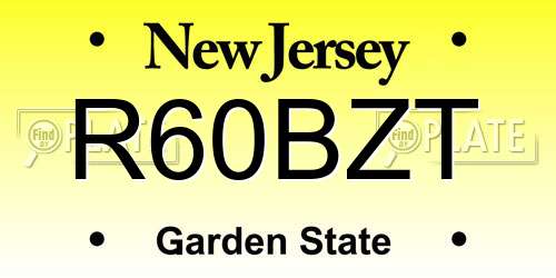 R60BZT New Jersey License Plate