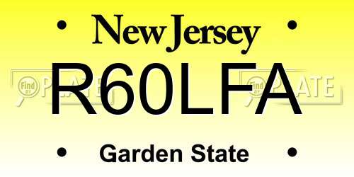 R60LFA New Jersey License Plate