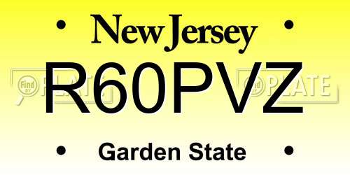 R60PVZ New Jersey License Plate
