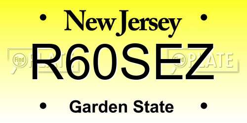 R60SEZ New Jersey License Plate