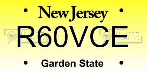 R60VCE New Jersey License Plate