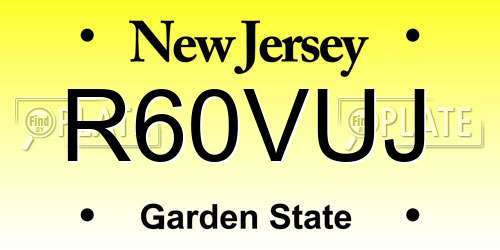 R60VUJ New Jersey License Plate