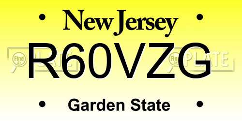 R60VZG New Jersey License Plate