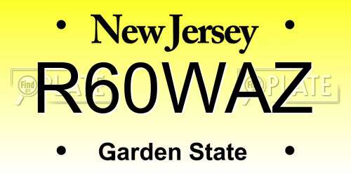 R60WAZ New Jersey License Plate