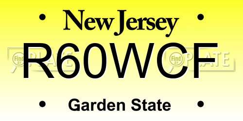 R60WCF New Jersey License Plate