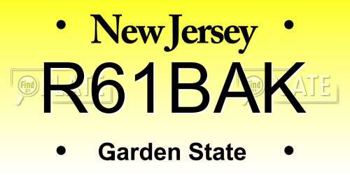 R61BAK New Jersey License Plate
