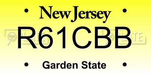 R61CBB New Jersey License Plate