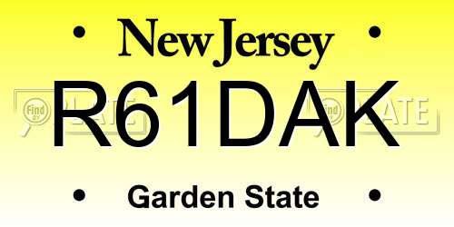 R61DAK New Jersey License Plate