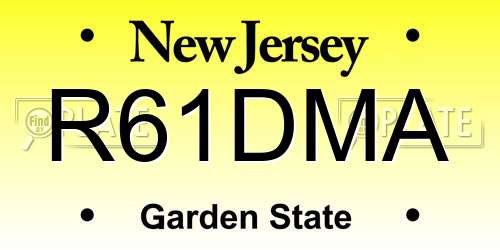 R61DMA New Jersey License Plate