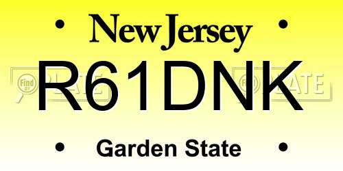 R61DNK New Jersey License Plate