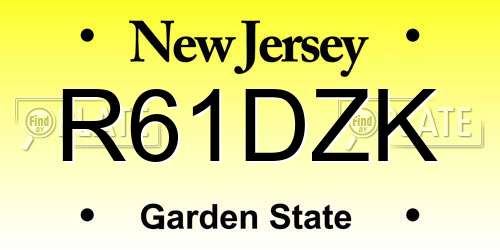 R61DZK New Jersey License Plate