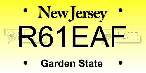 R61EAF New Jersey License Plate