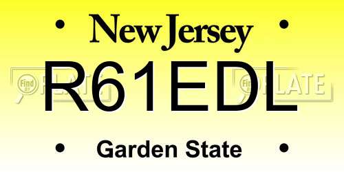 R61EDL New Jersey License Plate