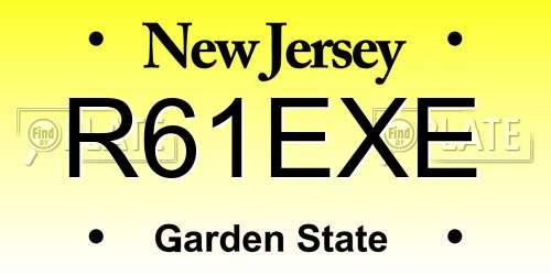 R61EXE New Jersey License Plate